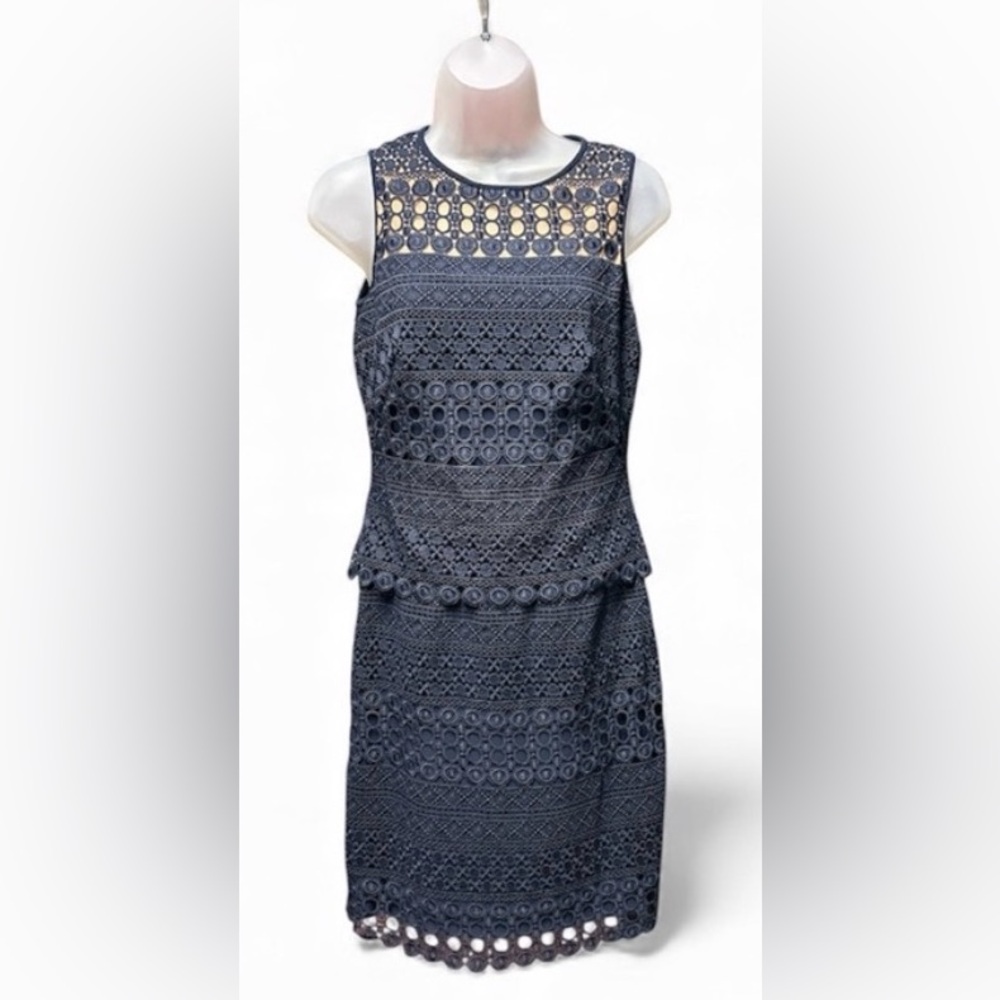Ralph Lauren Navy Crochet Overlay Dress